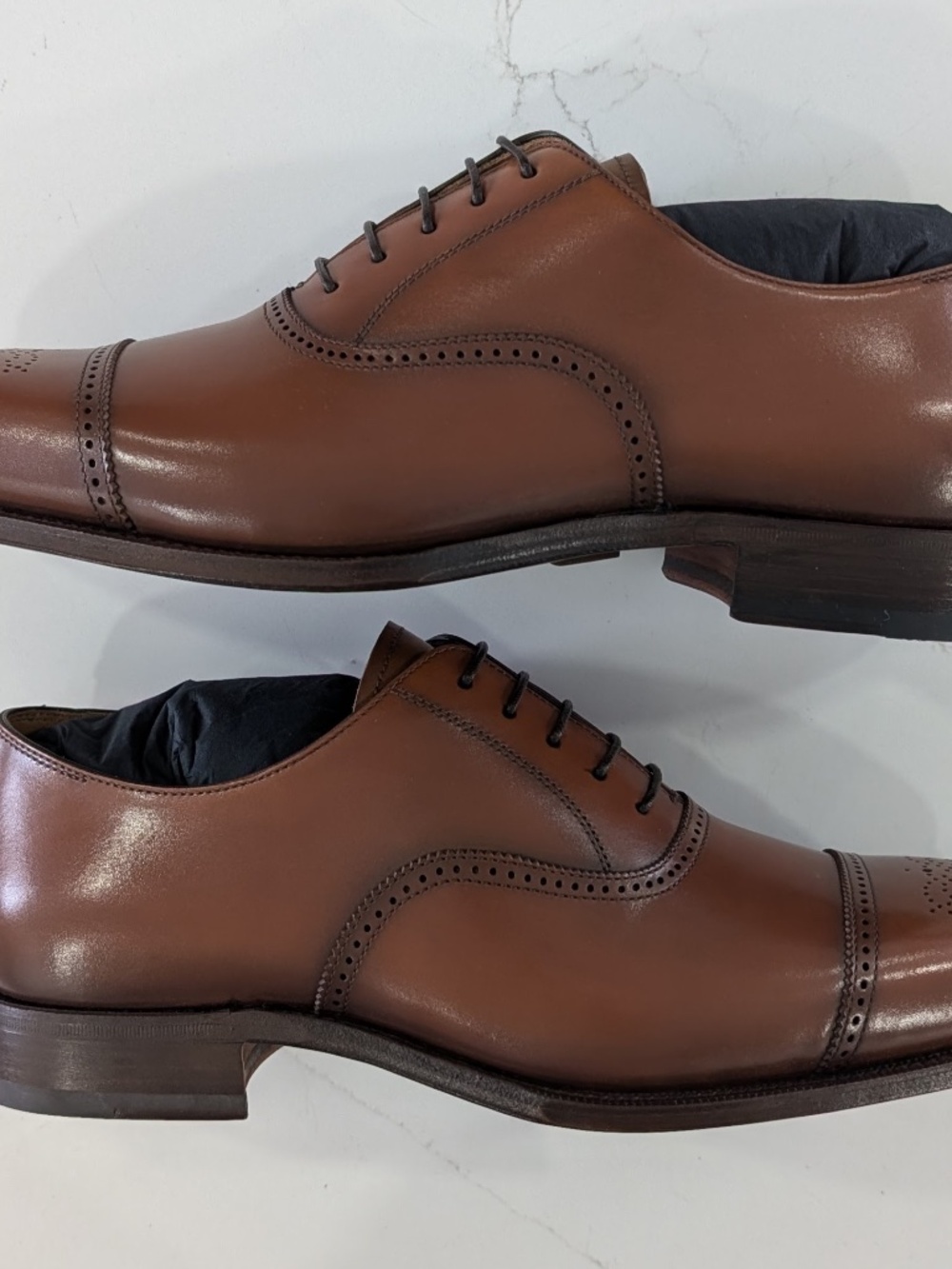 RALPH LAUREN PURPLE LABEL Denver II Tan Leather Brogue Dress Shoes 8.5D NIB